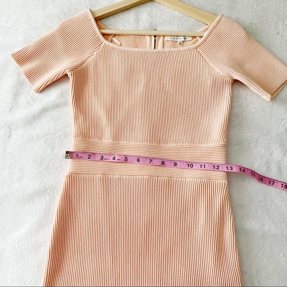 Pink Ribbed Short Sleeve Square Neck Bodycon Mini Dress - Picture 4 of 9